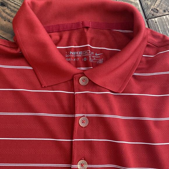 Nike Golf Mens Maroon White Striped Golf Shirt.  Size M - Picture 3 of 6